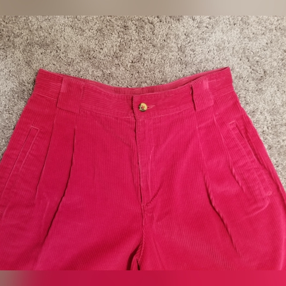 HOT PINK SHORTS LIZSPORT CORDUROY VINTAGE 80S PREPPY PETITE SIZE 8 POCKETS 90S - Picture 2 of 5